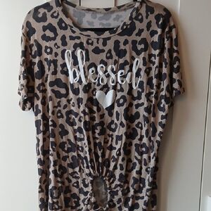 Women's Leopard Cheetah Animal Print Tunic Top Size Large